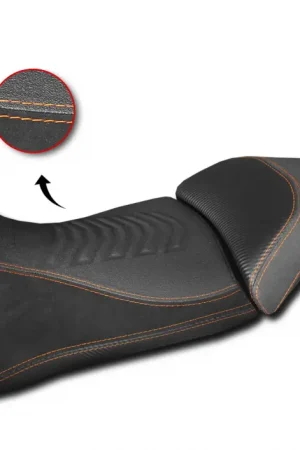 Achat Immédiat HOUSSE DE SELLE NOIR / COUTURE ORANGE pour KTM 1290 SUPER ADVENTURE S 21-24